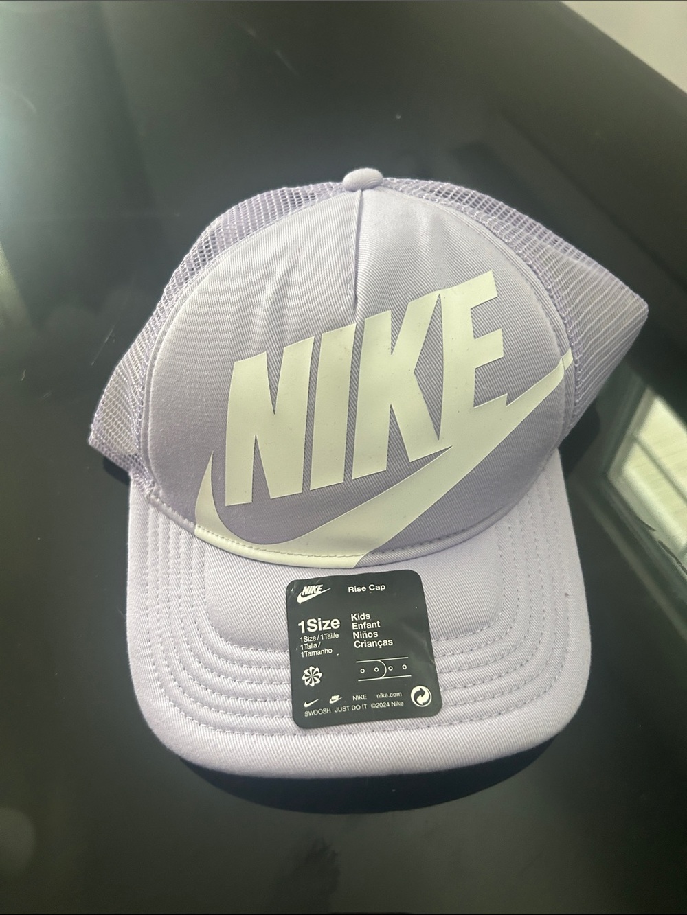 Nike Kids Lavender and White Mesh Trucker Hat